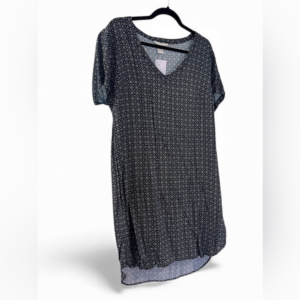 H&M Navy and White Patterned Midi Dress